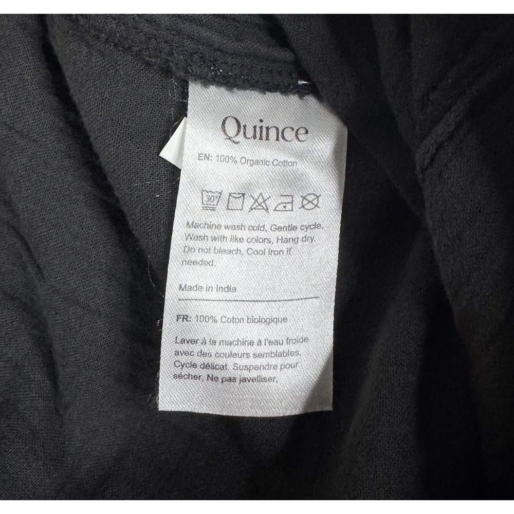 Quince Womens M Organic Cotton Gauze Straight Leg Pants Black NWT Drawstring - Picture 7 of 12